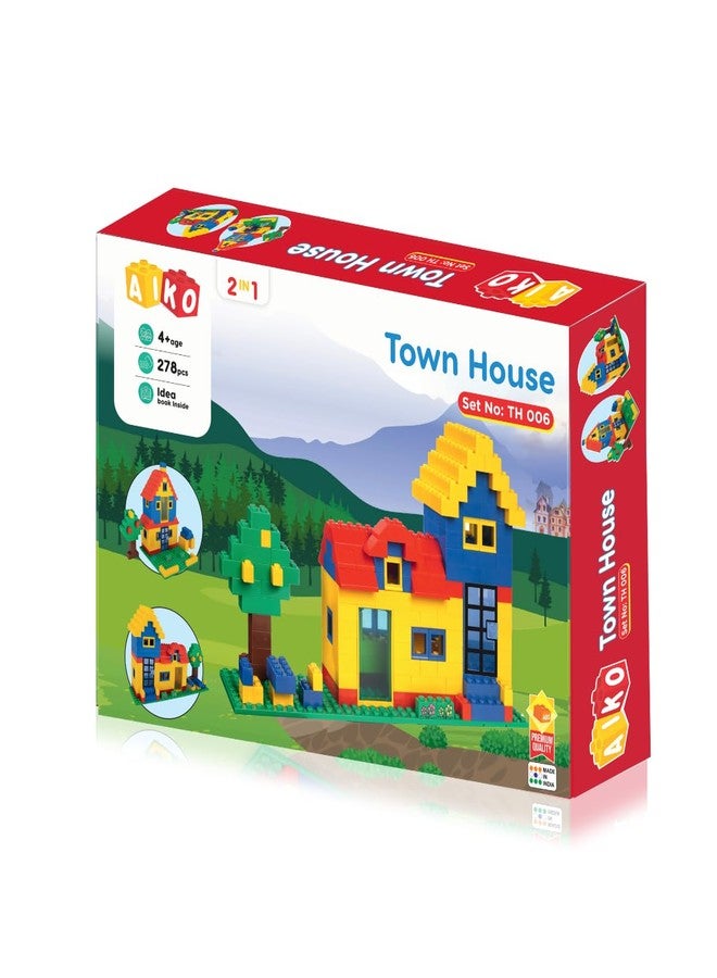 AIKO Town House Set No. 6 - 278 Pieces ABS Plastic Building Blocks | Multi-Color Construction STEM Toy | Learning & Creativity | Ideal Gift for Kids 4+ - Image 3